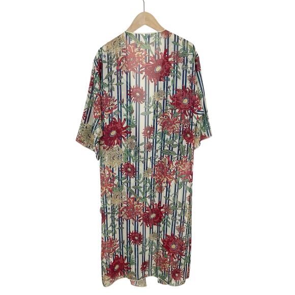 Lularoe Shirley Kimono Stripes and Floral Print Size Small - Picture 2 of 6